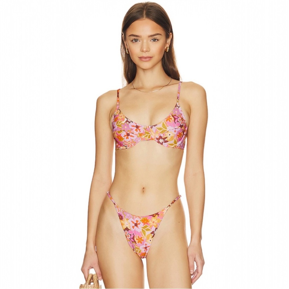 Stone Fox Swim Retro Pop Bikini Set Daya Top + Isle Bottom Size Small